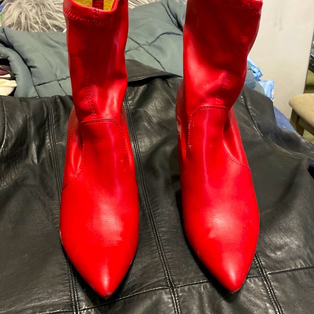 Red ankle boot
